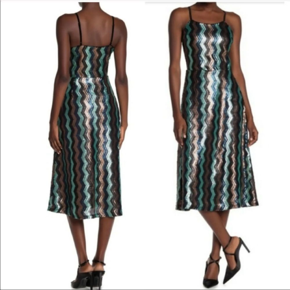 Walter Baker Isadora Sequins Holiday Cocktail Midi Dress Size 4
